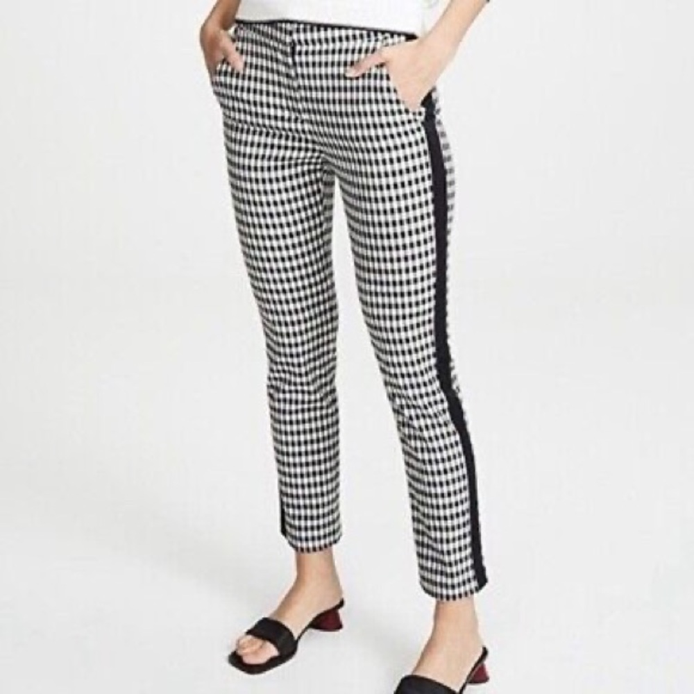 Veronica Beard Black and White Checkered Chinos